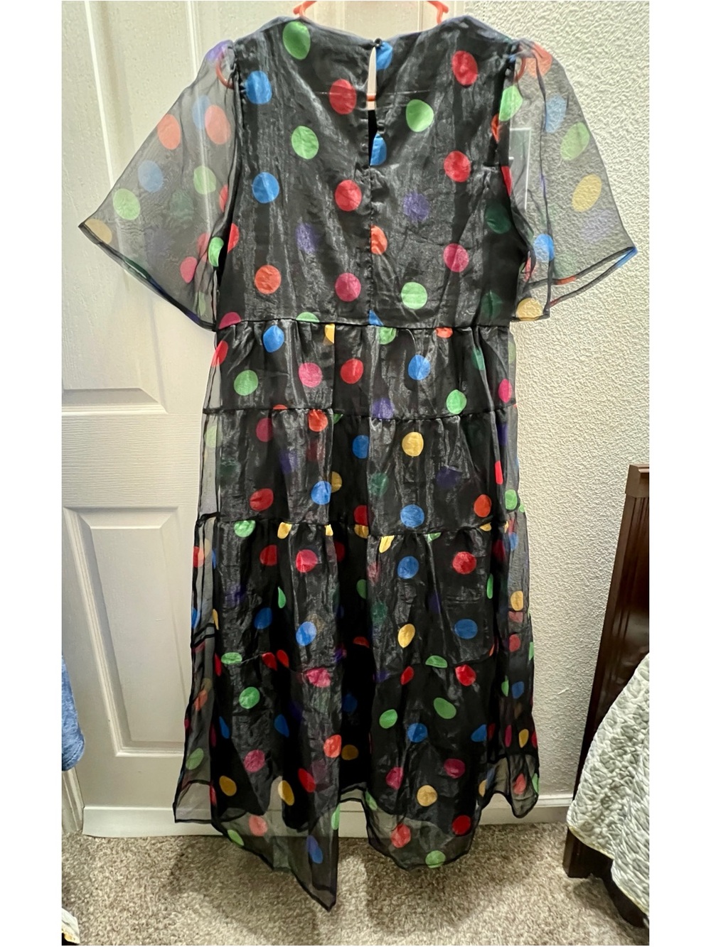 Little Party Dress large black sheer polka dot tiered maxi dress AUS 12 US 8 - Picture 5 of 13